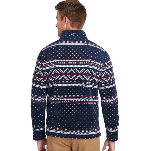 ❄️ Vineyard Vines Men’s Half Zip Fleece | Size S | Red, White & Blue Pattern - Picture 9 of 11